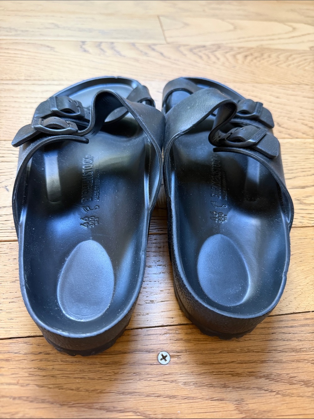 Birkenstock Men’s Black Double-Strap EVA Sandals - EUC Size 46 - Picture 3 of 4